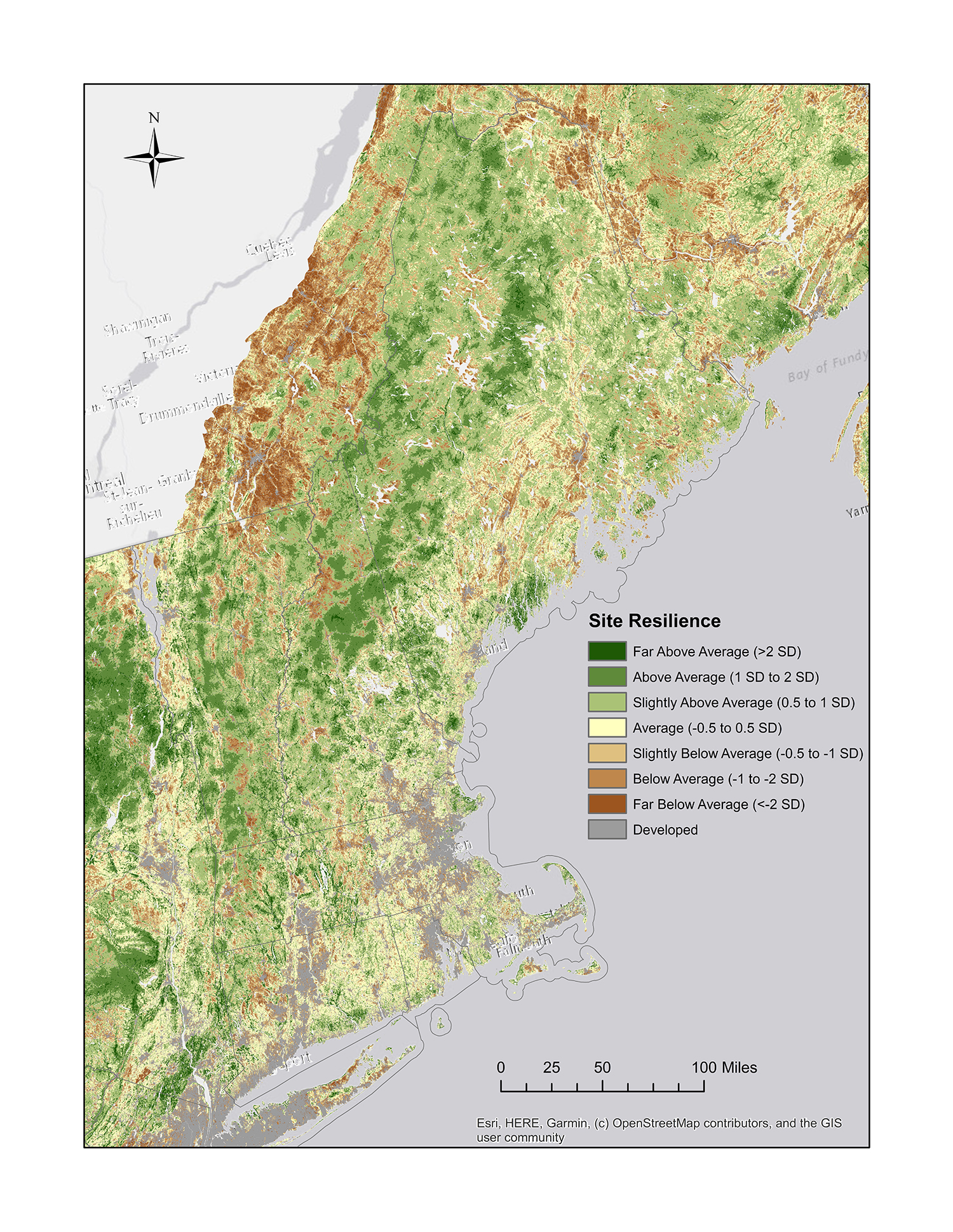 Site Resilience Map. Image courtesy of Native Plant Trust.