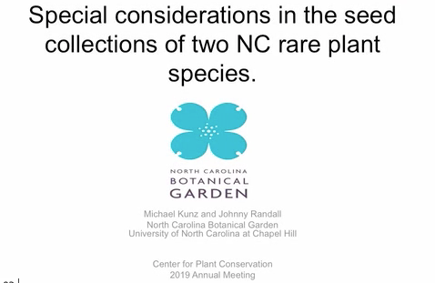 Screenshot from Special considerations in the seed collections of two NC rare plant species video