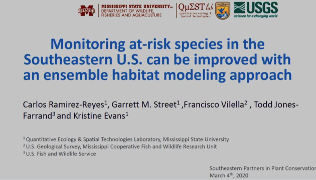 Screenshot of Monitoring At-Risk Species in the Southeastern U.S. Can Be Improved with an Ensemble Habitat Modeling Approach video.