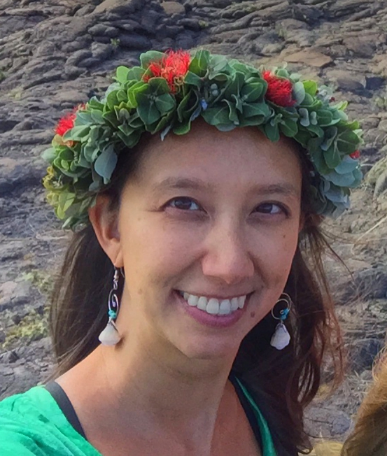 Marian Chau dons an ‘Ōhi‘a lei – an important traditional use of the culturally, and ecologically, important group of trees.