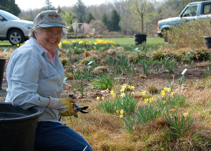 Polly Pierce in the garden.