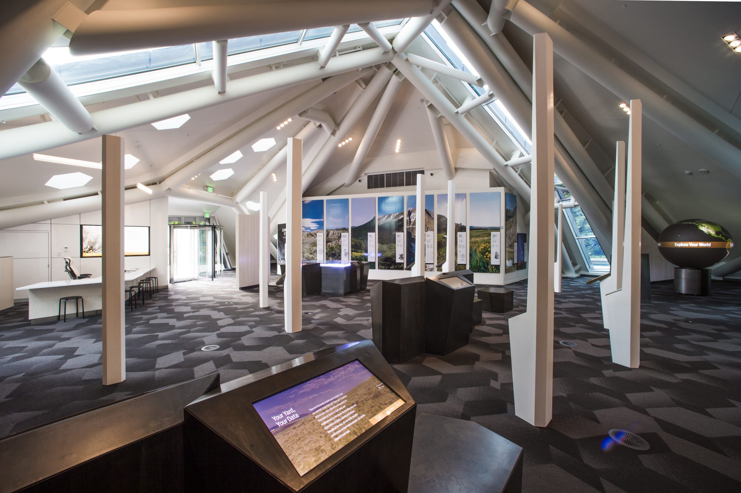 Through touchscreens, sounds, video, and more, the interior of the Science Pyramid brings guests closer to nature through technology.