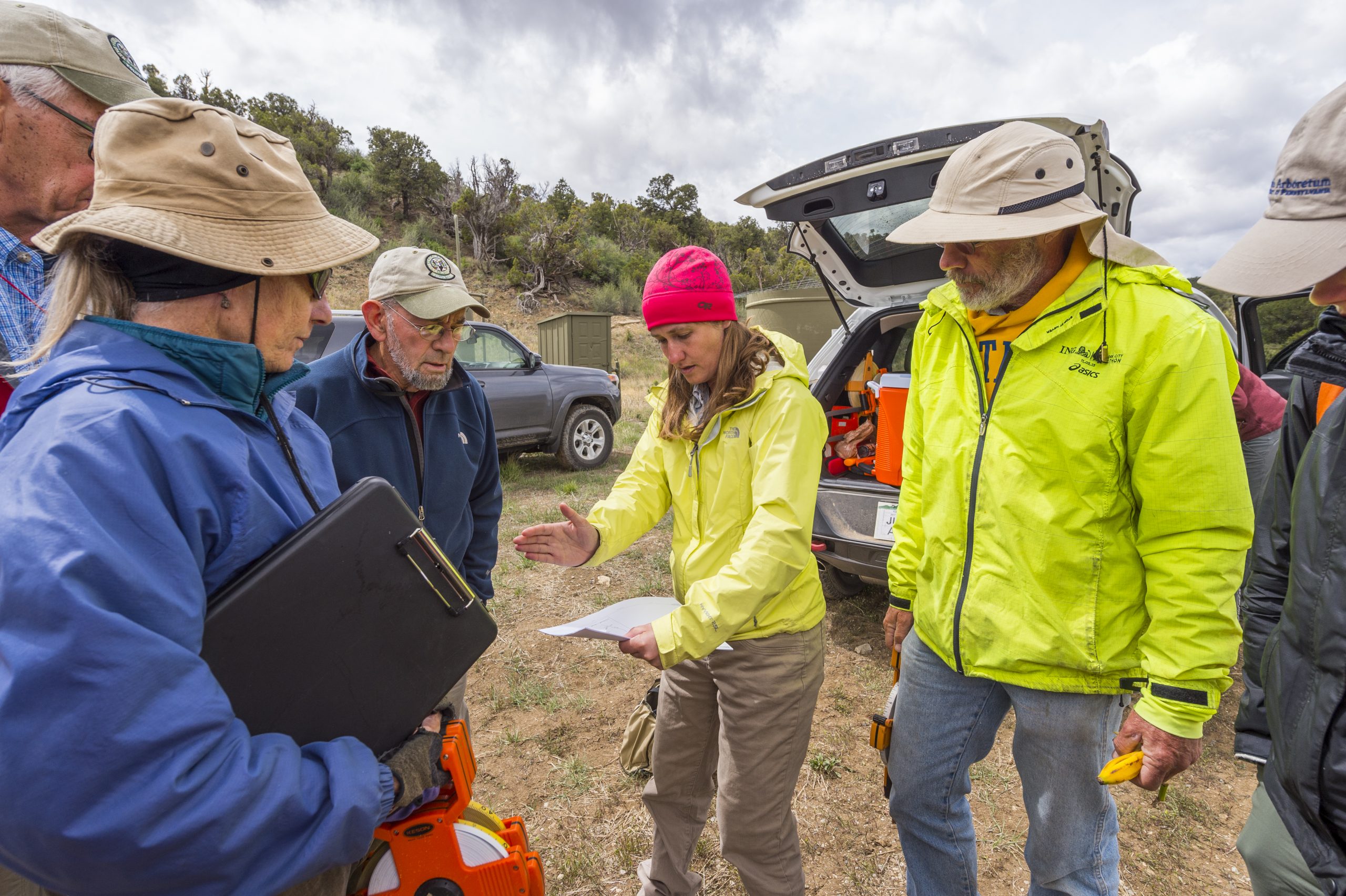 DBG research team in the field near De Beque, Colorado for Sclerocactus glaucus