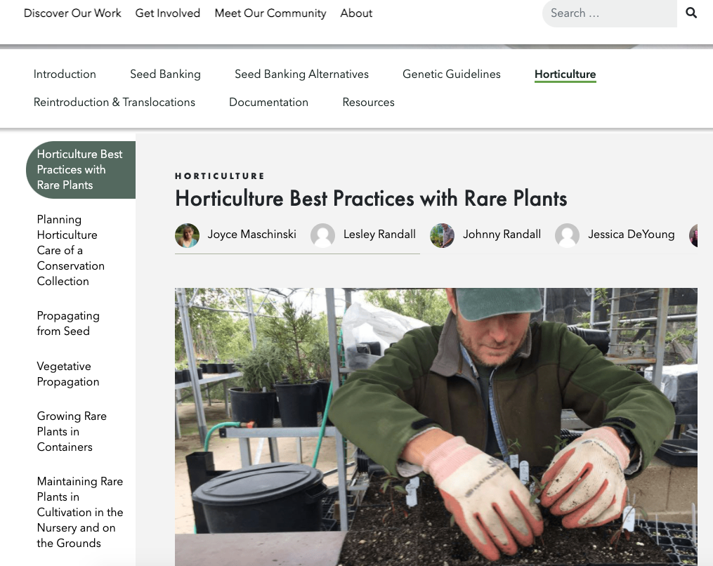 Screenshot of CPC's horticulture best practices.