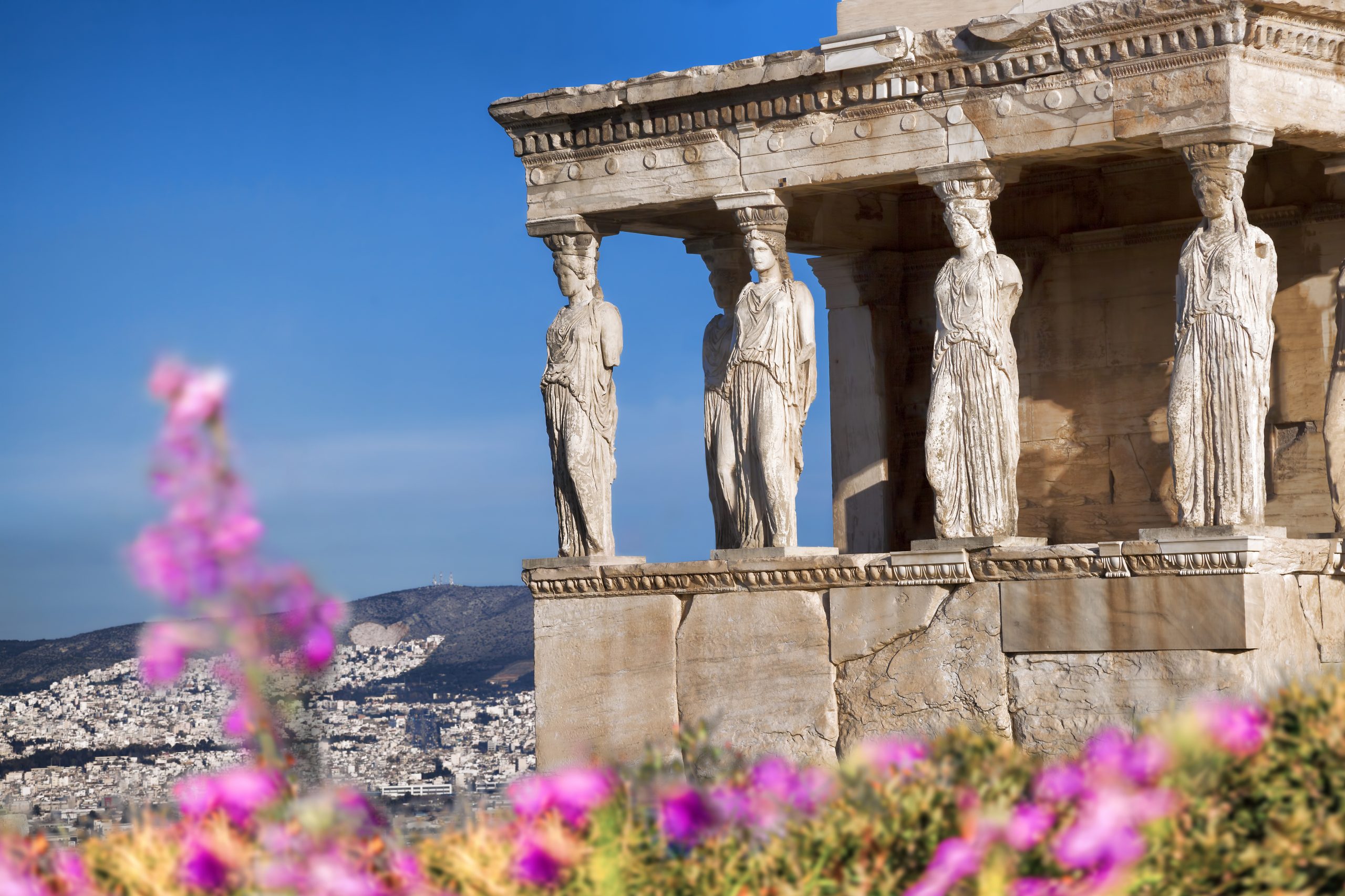 Image of Parthenon temple during spring time on the Athenian Acropolis, Greece - April 2022 Garden of the Gods cruise.